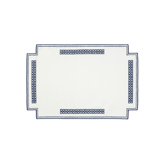 Erica Linnen Placemat - Vlekbestendig - Wit met Blauw (35 x 50cm)