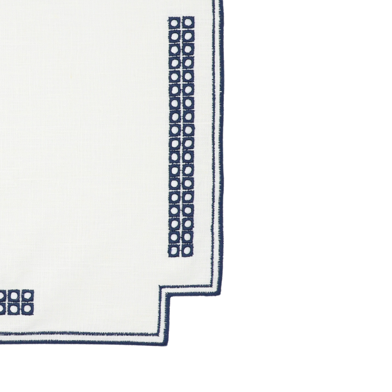 Erica Linnen Placemat - Vlekbestendig - Wit met Blauw (35 x 50cm)