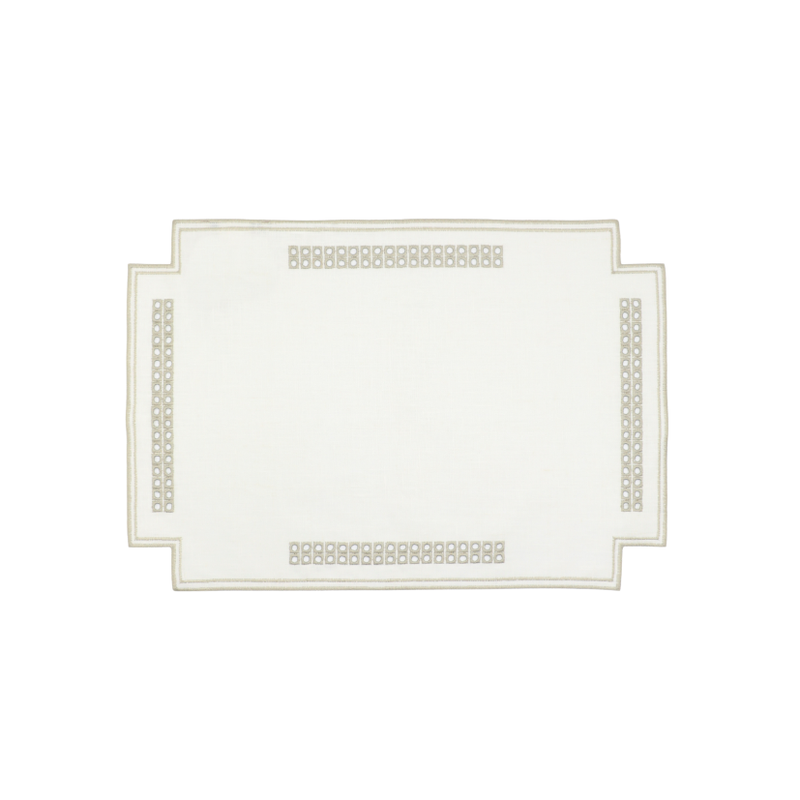 Erica Linnen Placemat - Vlekbestendig - Wit met Begie (35 x 50cm)