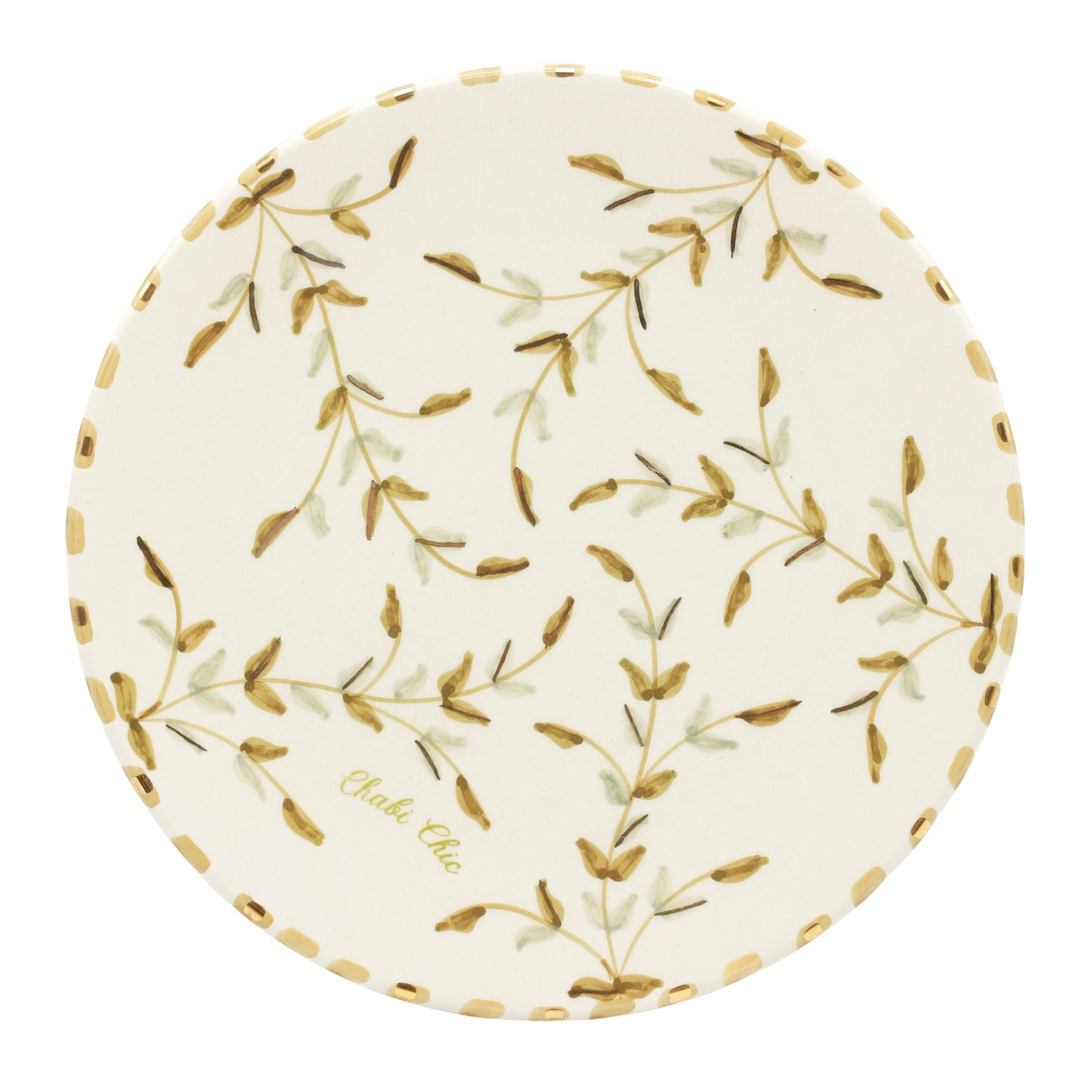 Keramisch Bord "Gouden blaadjes" - Ø 26 cm