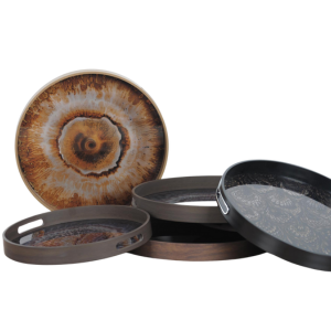 Dienblad Set 2 - Goud - Ø34x4 cm + Ø39,5x4 cm