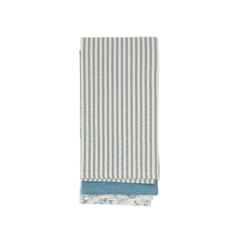Set van 3 Keukendoeken – Linnen & Katoen - Blauw