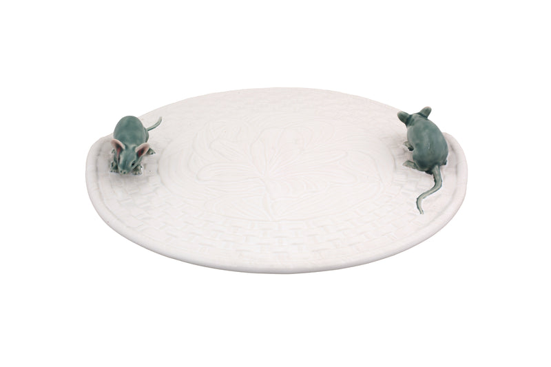 Kaasplank "Lily" met muisjes – WIT - Ø 31,5 cm