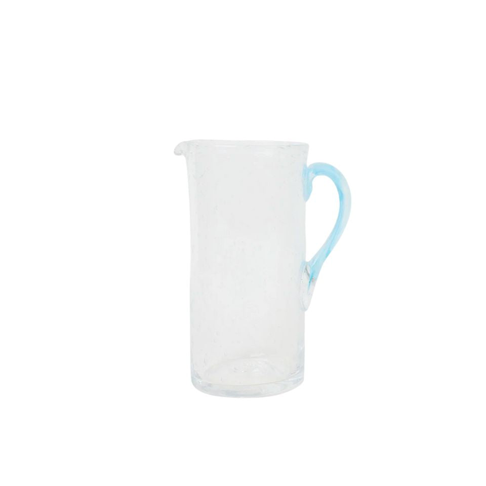 Grote rechte karaf uit Biot - Transparant x Lichtblauw