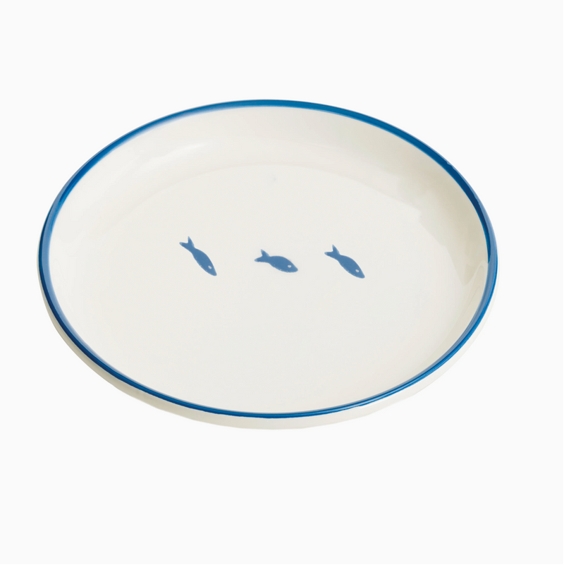 Bord – Blauw Vismotief (Ø 28 cm)