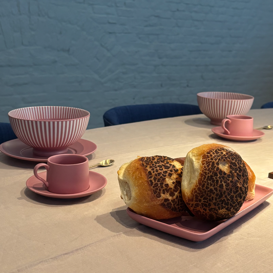 Koffietas met Schoteltje – roze 8 cl