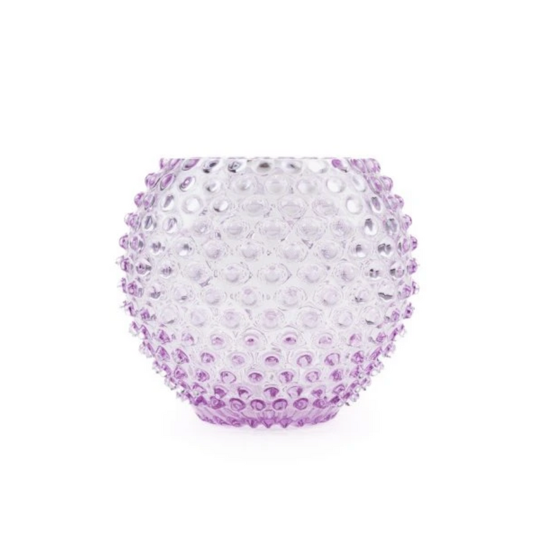 Kristallen vaas - Rond - Lilla - 18cm