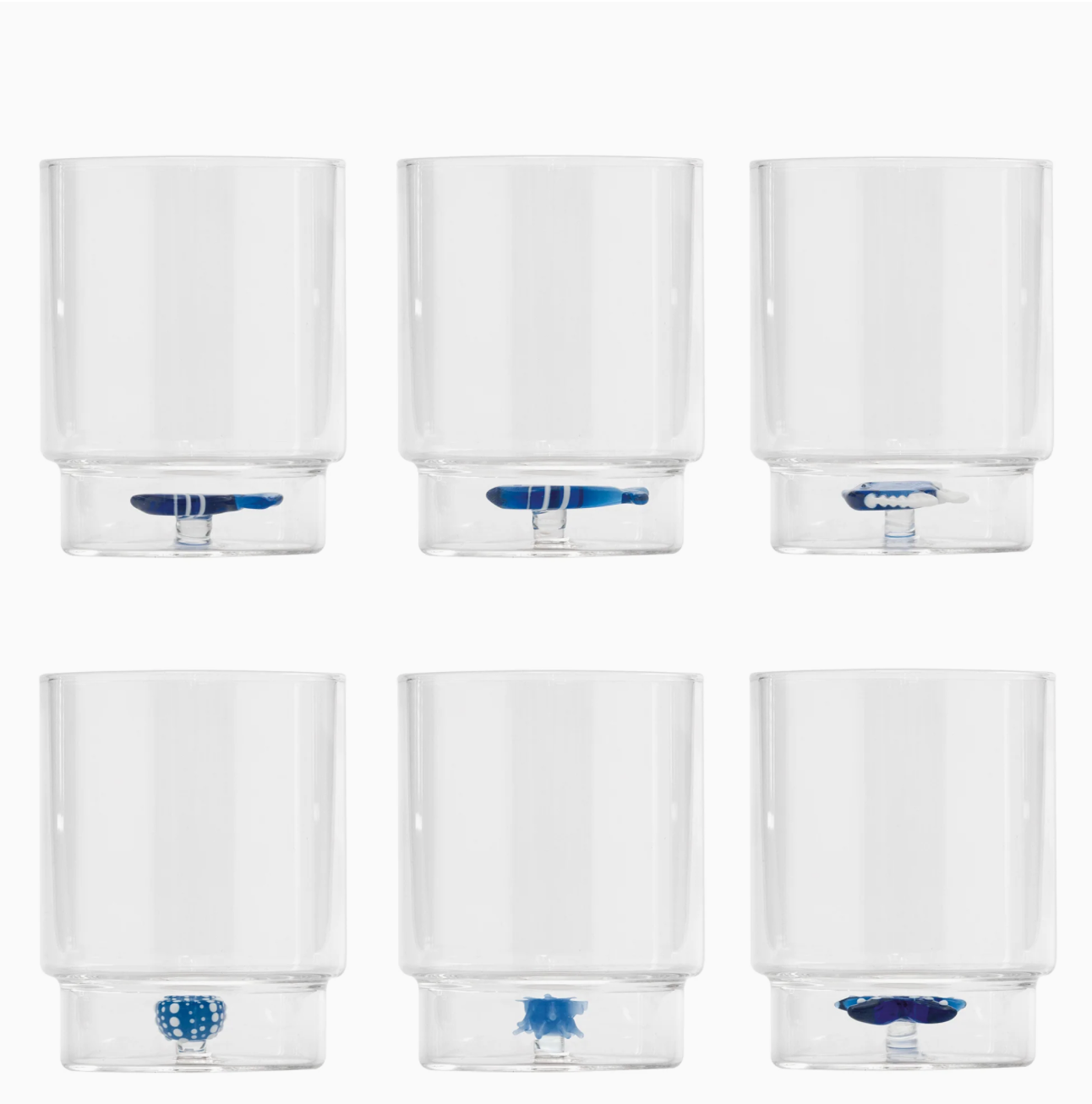 Teca - Visjes - Set van 6 Glazen