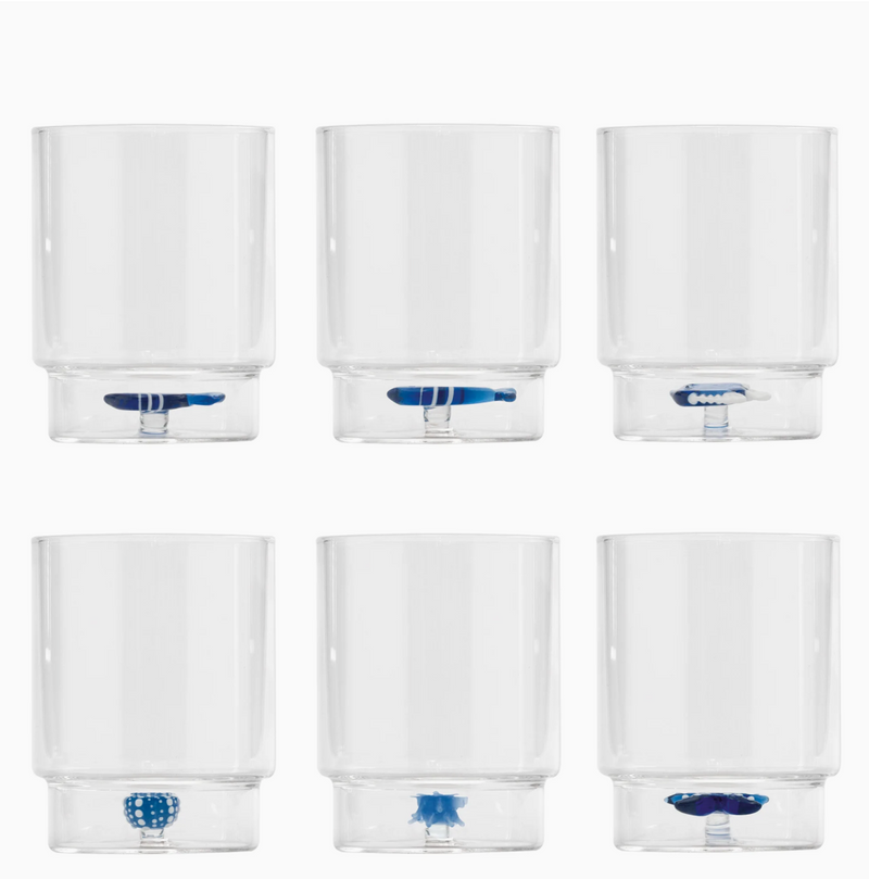 Teca - Visjes - Set van 6 Glazen