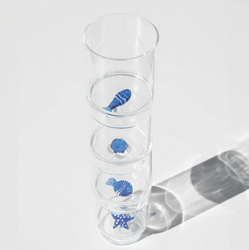 Teca - Visjes - Set van 6 Glazen