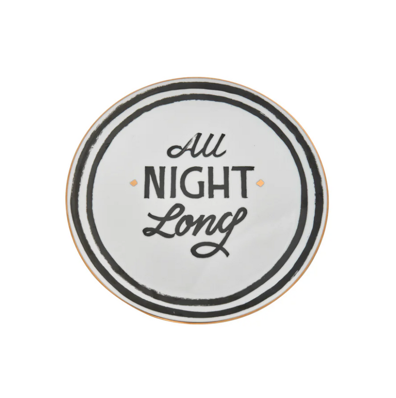 The Club - Pizza bord 'All night long' - Wit/Zwart - Ø 32