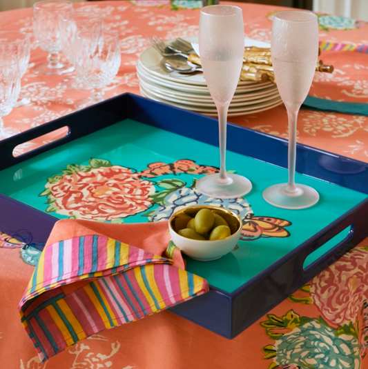 Tray - Green Flower - 45x34 cm