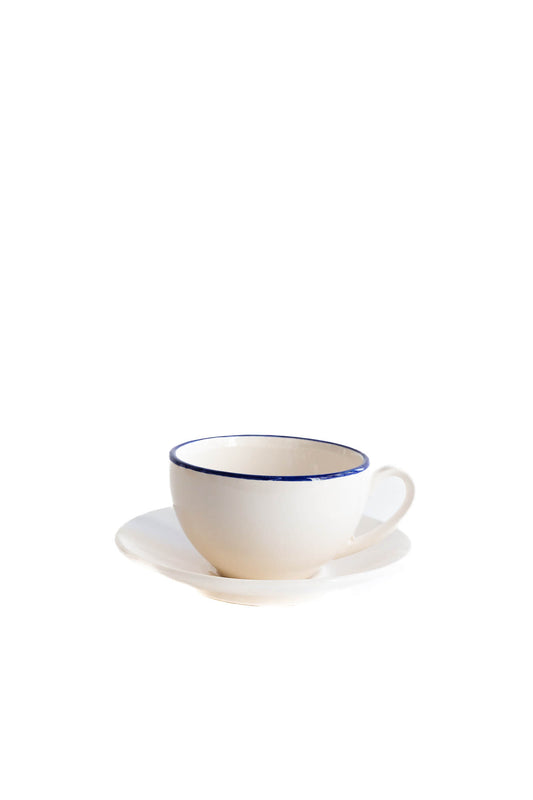 Coffee cup with saucer – Blue rim – Ø 10 x 7.5 cm