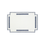 Erica Linen Placemat - Stain Resistant - White with Blue (35 x 50cm)