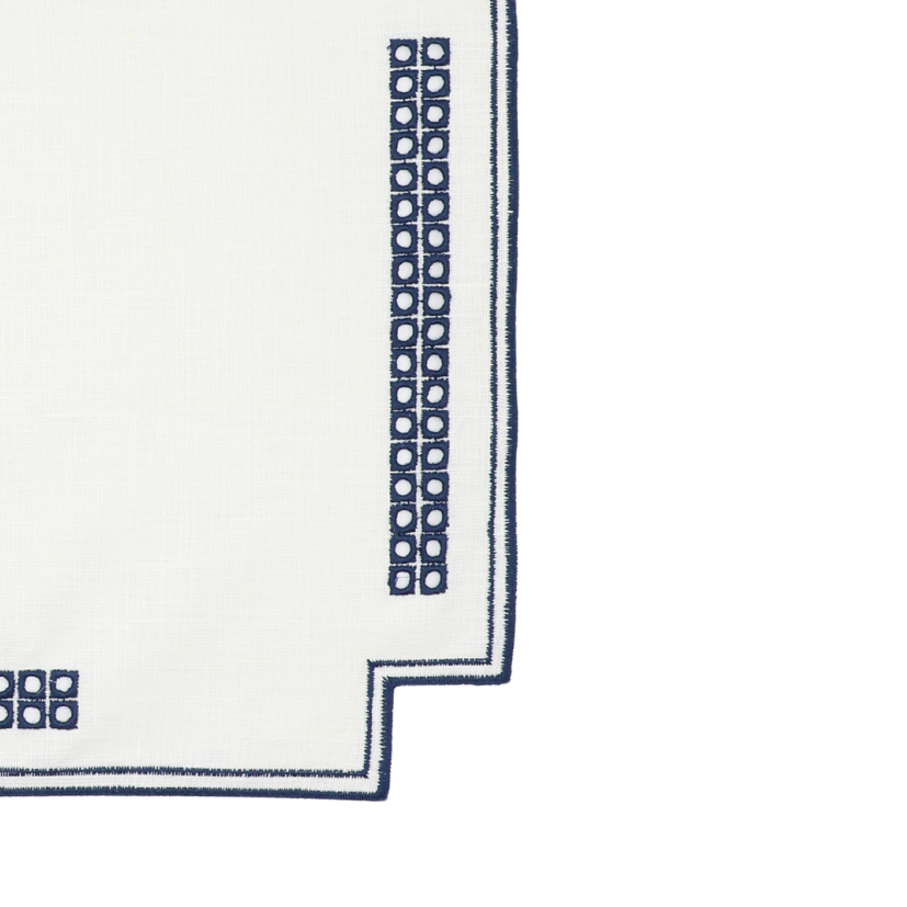 Erica Linen Placemat - Stain Resistant - White with Blue (35 x 50cm)