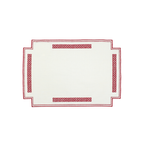 Erica linen placemat – Stain resistant – White with red