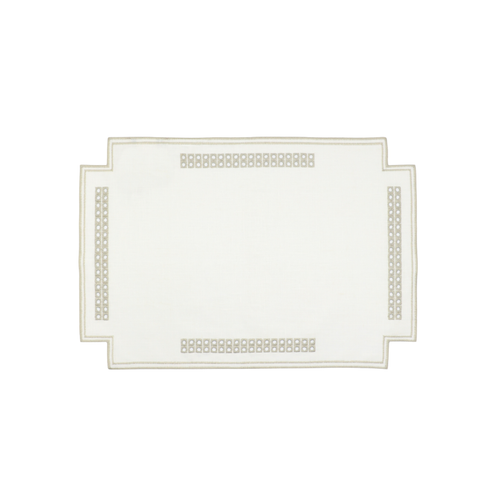 Erica Linen Placemat - Stain Resistant - White with Begie (35 x 50cm)