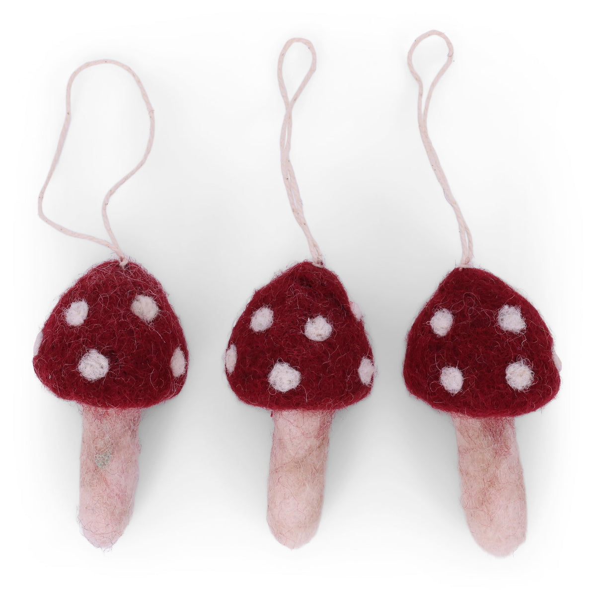 Kerstornamentje - Rode paddenstoelen, set van 3