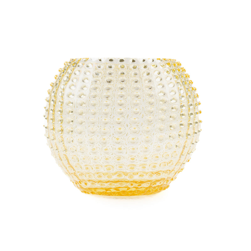 Round Crystal Vase - Lemon Yellow