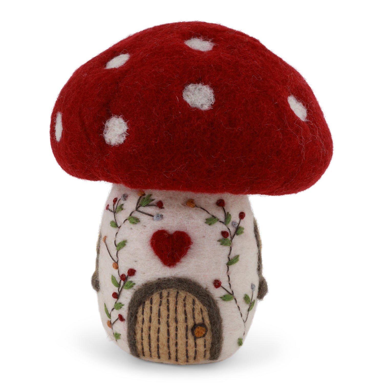 Kerstornamentje - Paddenstoeltje met hartje (groot)