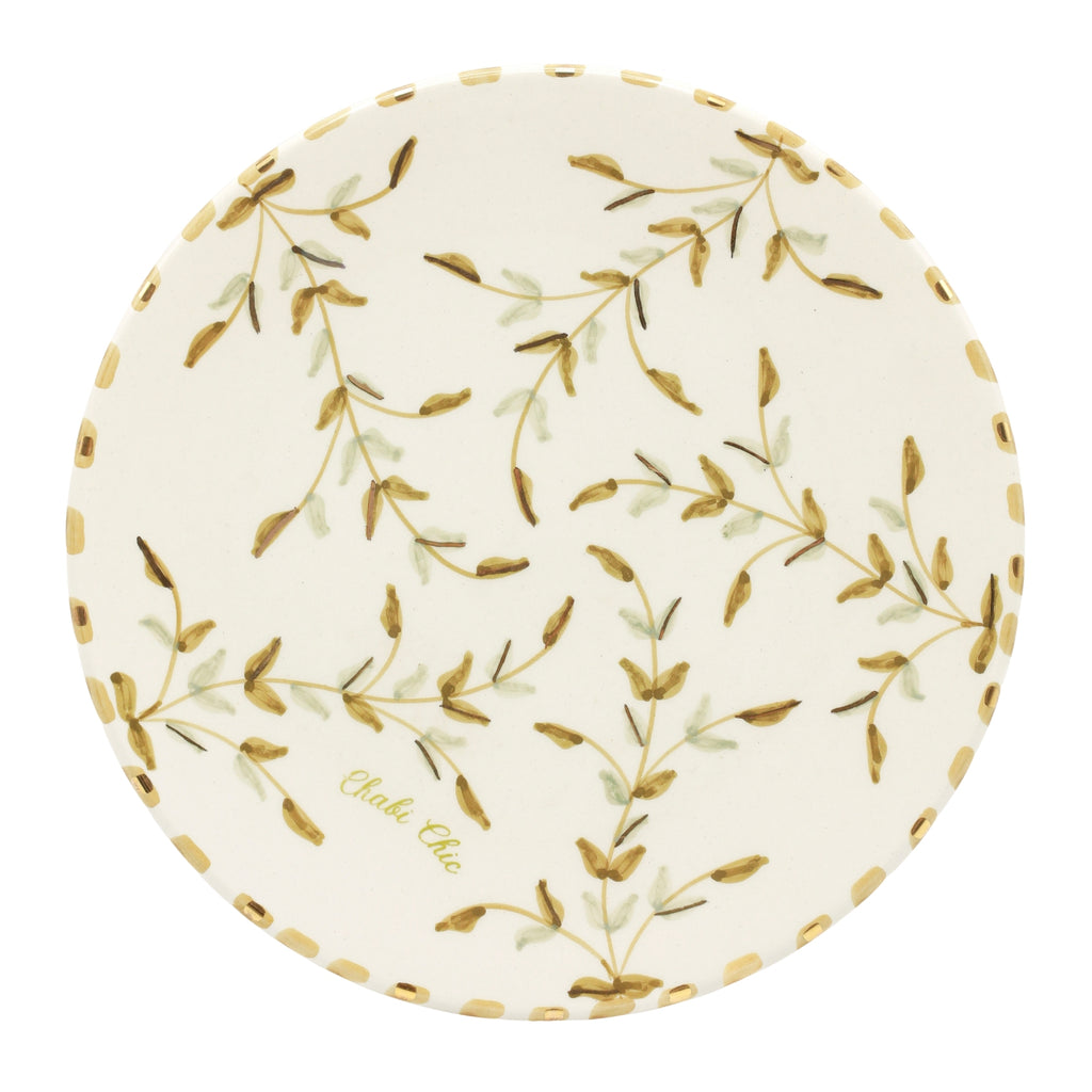 Ceramic Plate "Golden Leaves" - Ø 26 cm