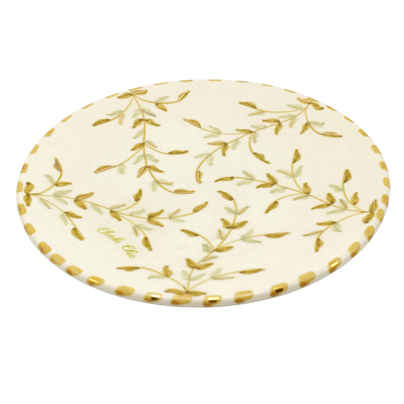 Keramisch Bord "Gouden blaadjes" -  Ø 26 cm
