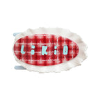 Grande pince plate Likio Berry Plaid à carreaux rouges bordée de dentelle blanche