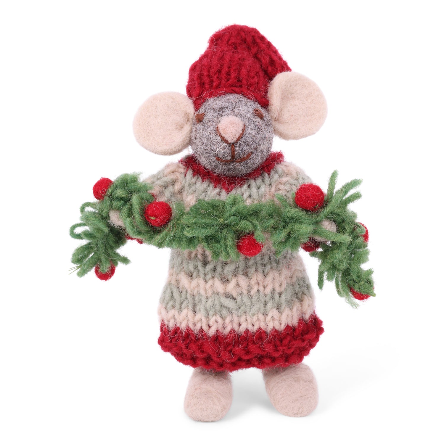 Kerstornamentje - Muis met garland