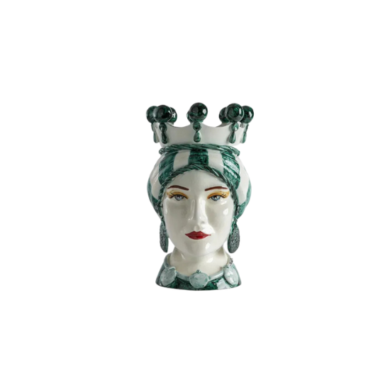 Handgemaakte Siciliaanse Testa di Moro — Tulband Groene Strepen