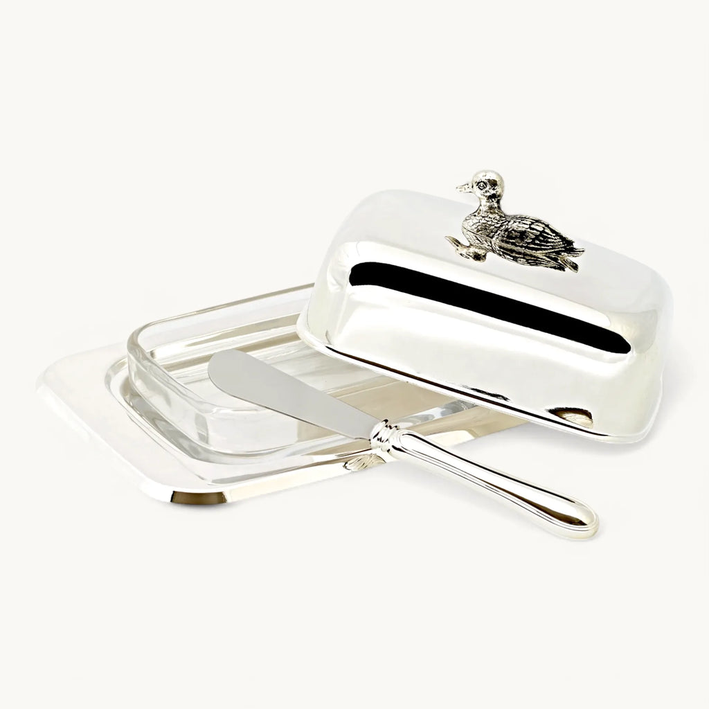 Duck butter dish with butter knife