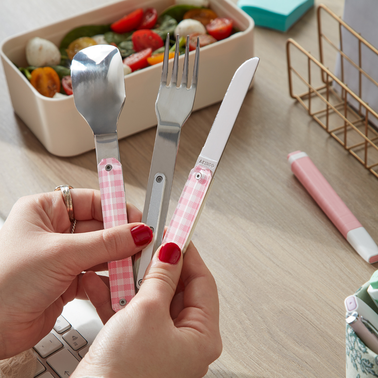 3-delige Bestekset On The Go – Print | Roestvrij Staal & Polycarbonaat