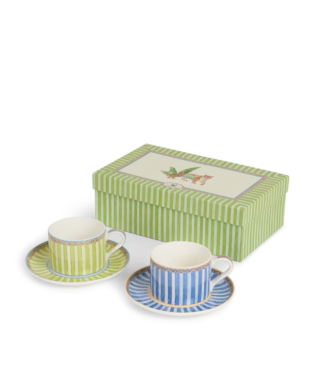 Sariska - Set van 2 Porseleinen Theekopjes met onderbordjes