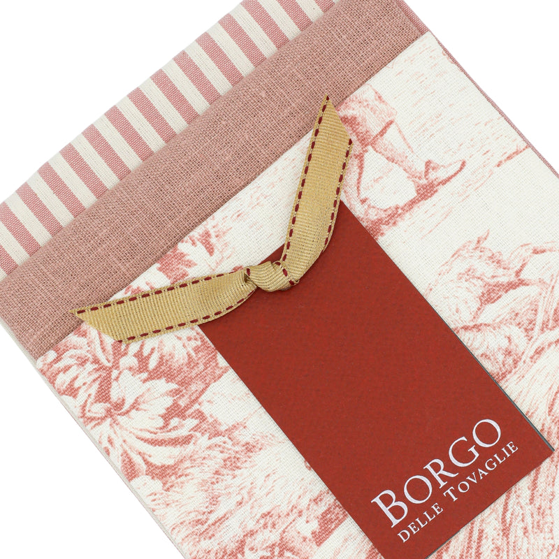 Set van 3 Keukendoeken – Linnen & Katoen - Roze