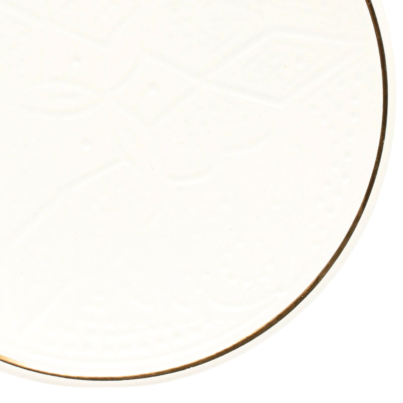 Keramisch Bord – Wit reliëf met Goud - Ø 20
