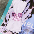 Glass napkin rings with bows (Pink) - set of 4