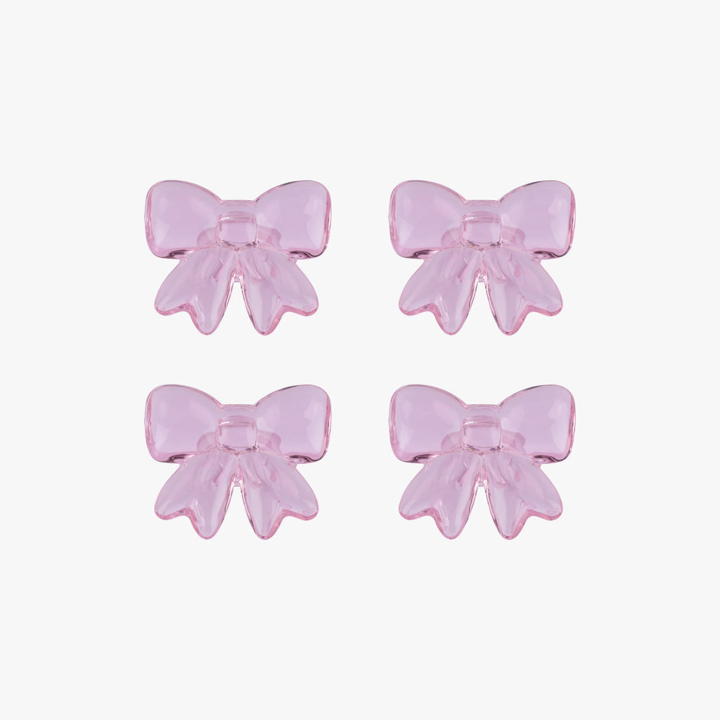 Glass napkin rings with bows (Pink) - set of 4