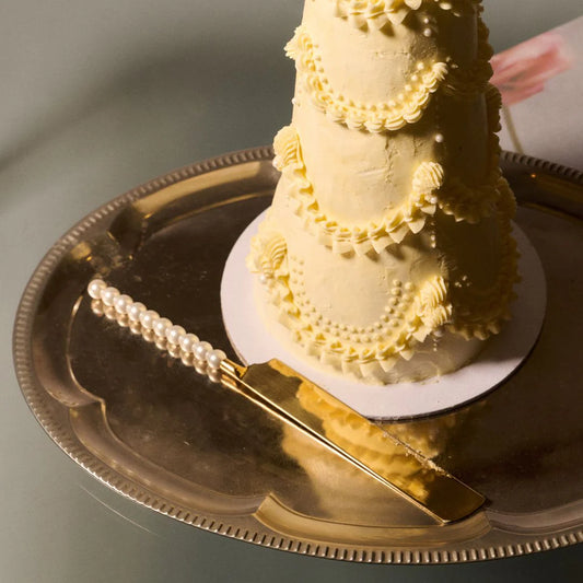 Pearl cake knife and cake server 