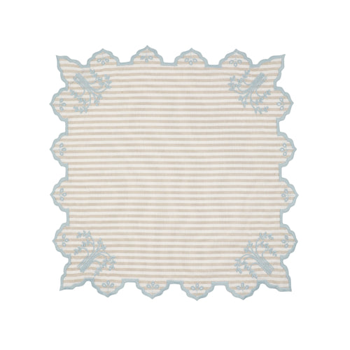 Eden Cotton Napkin – Millerighe Beige / Blue (45 × 45 cm)