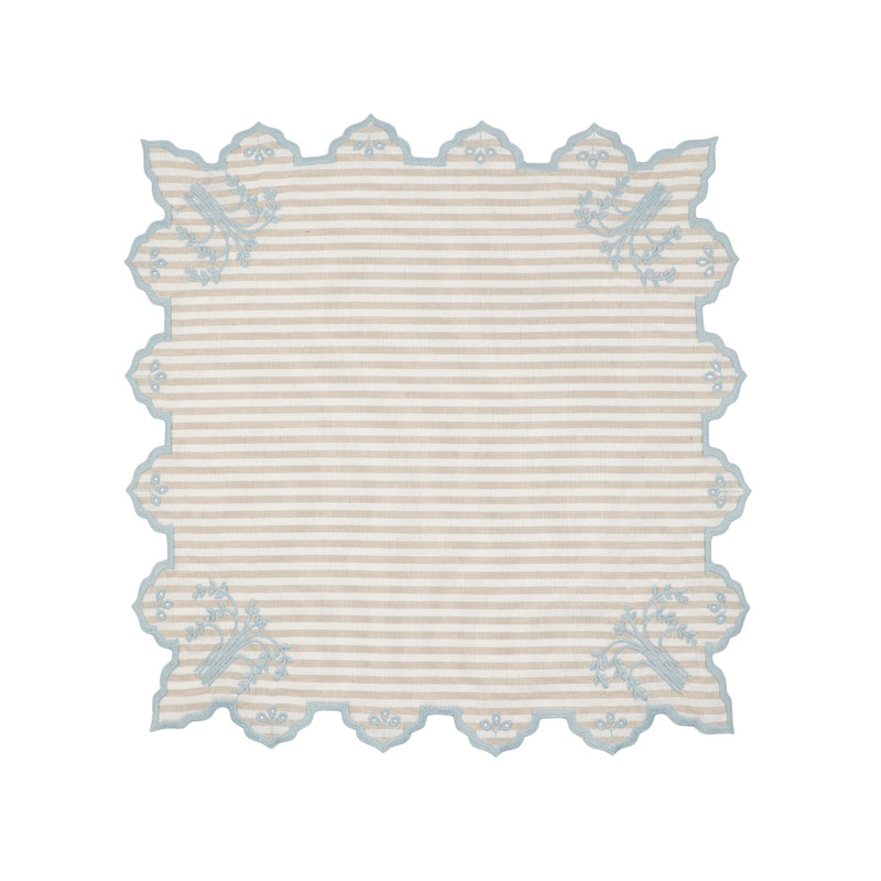 Eden Cotton Napkin – Millerighe Beige / Blue (45 × 45 cm)