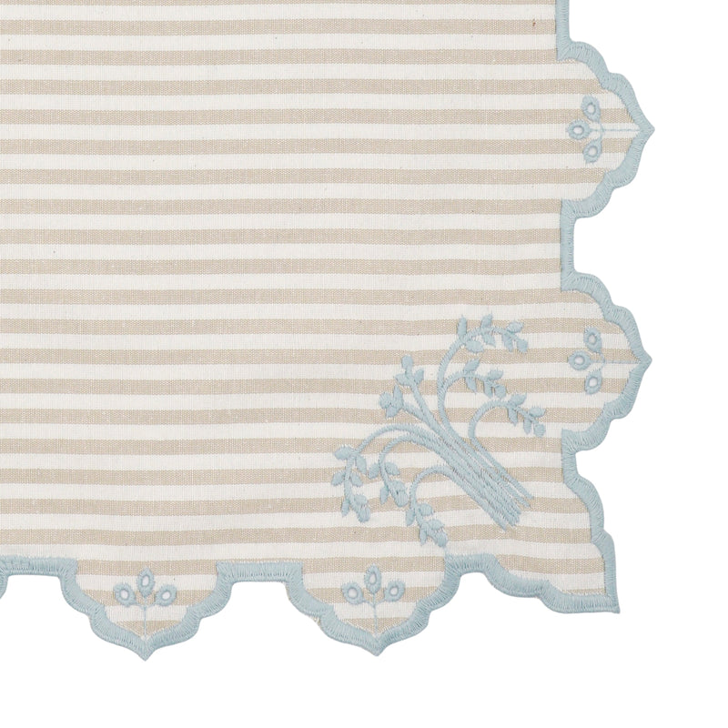 Eden Cotton Napkin – Millerighe Beige / Blue (45 × 45 cm)