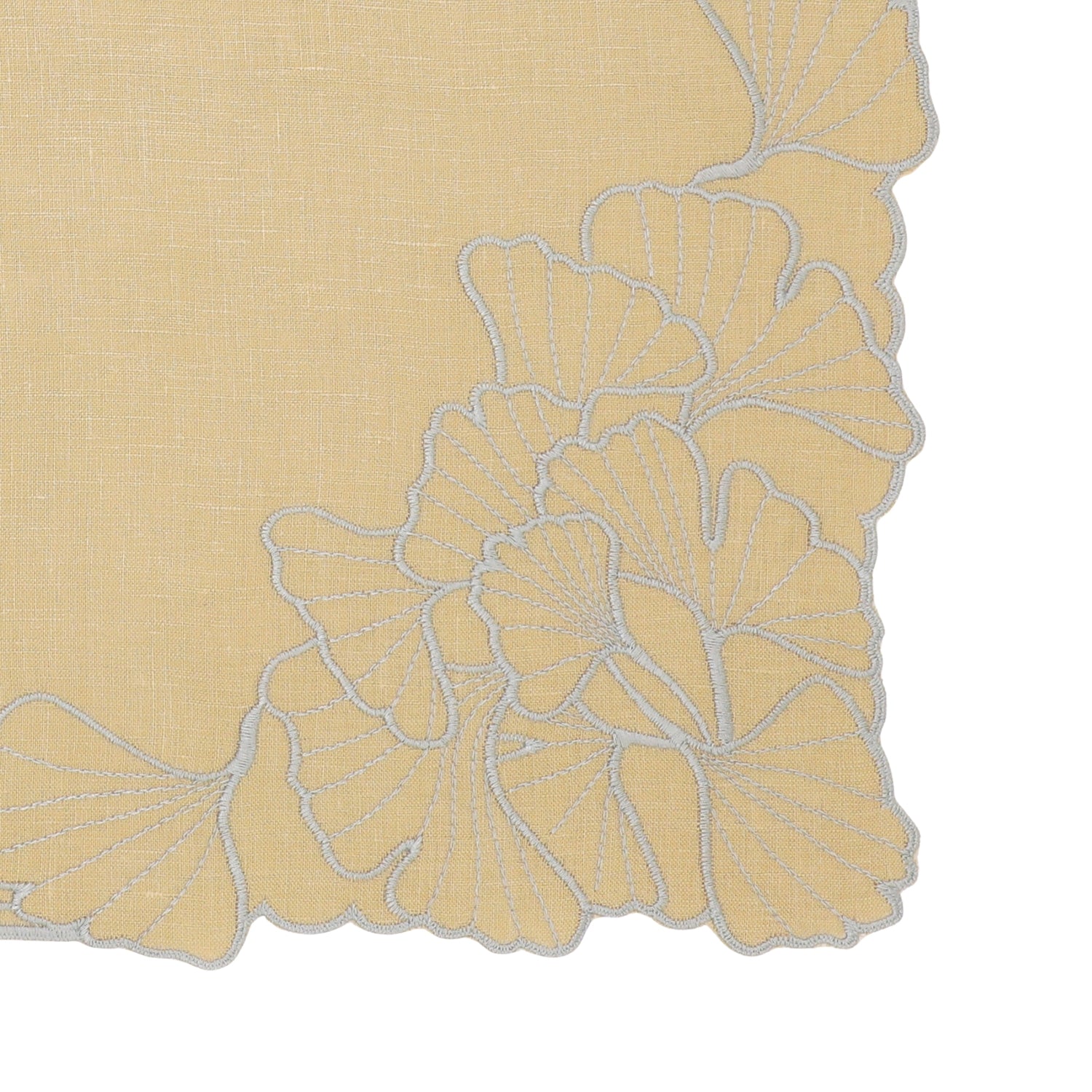 Gingko Servet – Geborduurd Linnen (45 × 45 cm)
