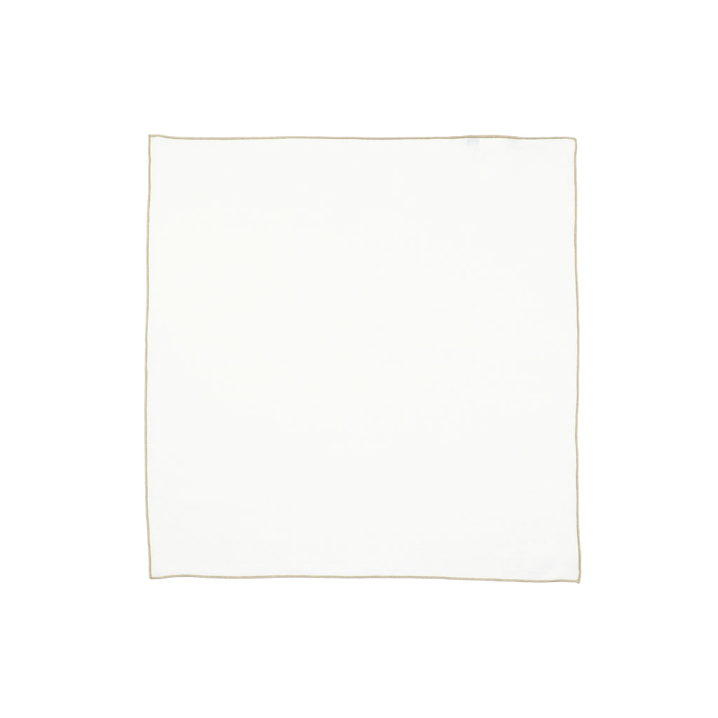 Linen Napkin with Contrasting Edge - White/Beige (45 × 45 cm)