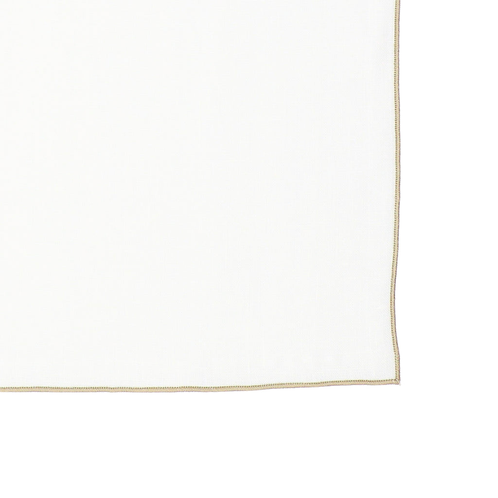 Linen Napkin with Contrasting Edge - White/Beige (45 × 45 cm)