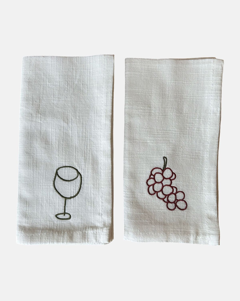 Set of 2 embroidered napkins 'Wine & Grapes'