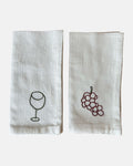 Set of 2 embroidered napkins 'Wine & Grapes'