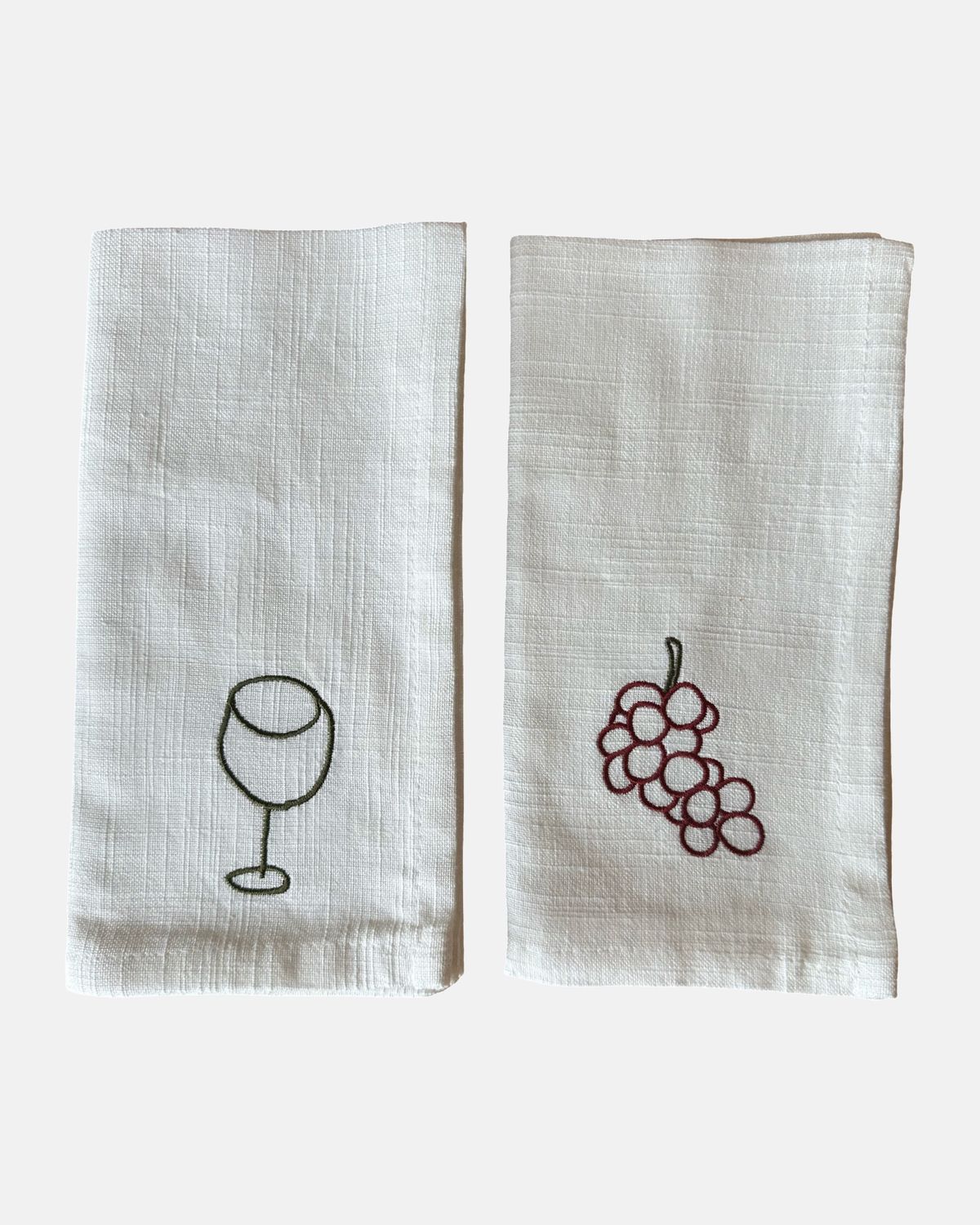 Set van 2 geborduurde servetten 'Wine & Grapes'