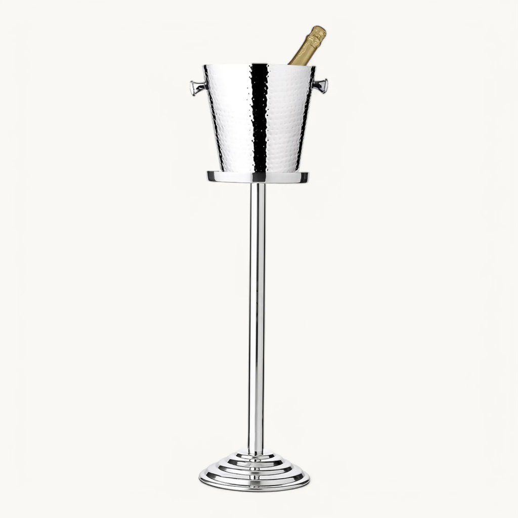 Valencia Wijnkoeler met Standaard – Gehamerd RVS – H 83 cm