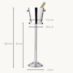 Valencia Wijnkoeler met Standaard – Gehamerd RVS – H 83 cm