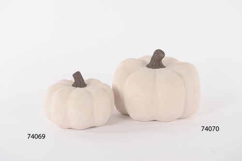 Decorative Pumpkin Ceramic - White - Ø15 x H11 cm
