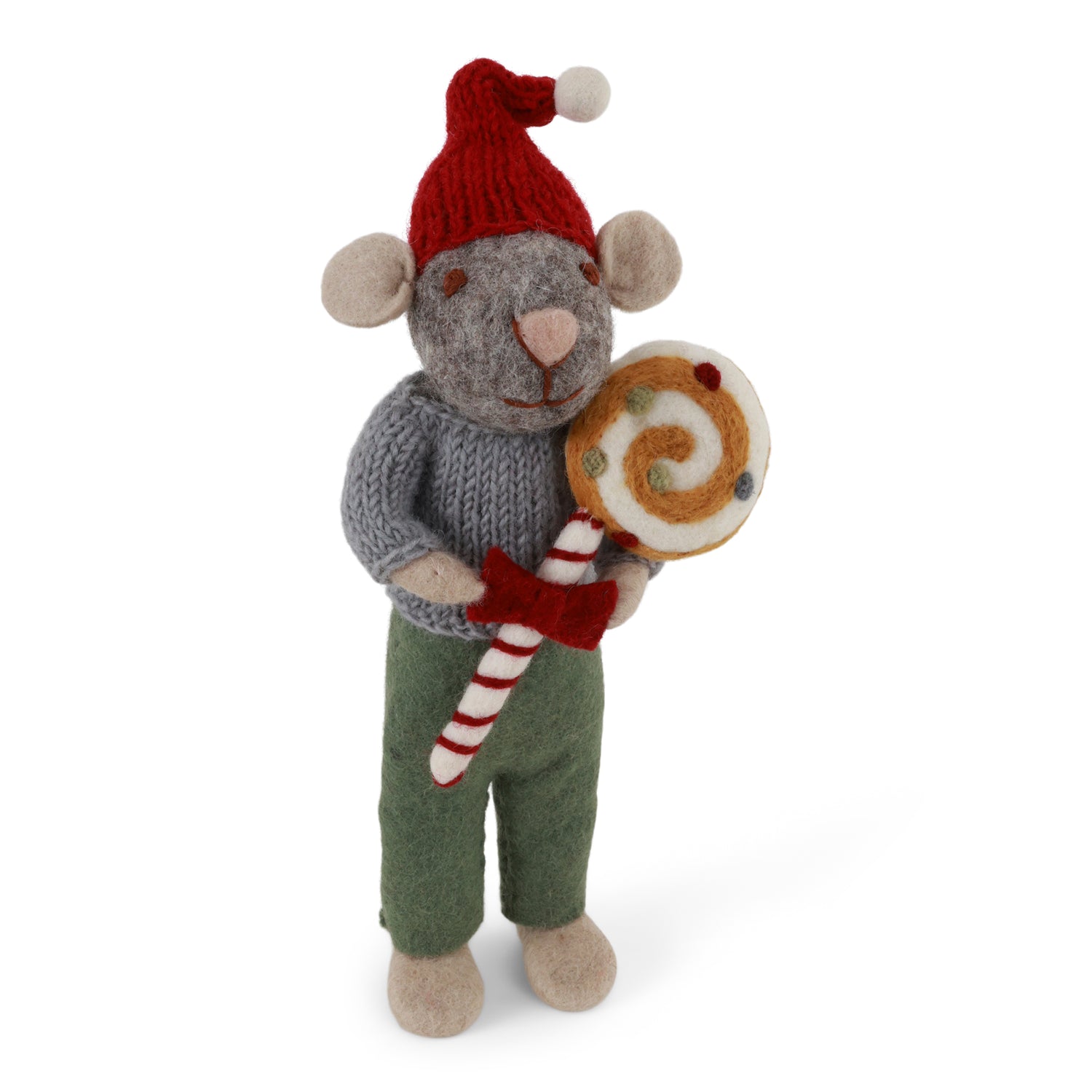 Kerstornamentje - Muis met lolly (mannetje)
